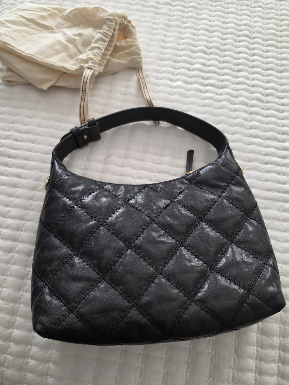 Tory Burch Willa Hobo Black Quilted Leather